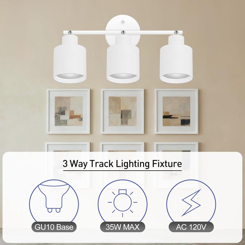 BoostArea Store 3-Light Led Track Lighting,White Ceiling Lighting Fixtures,Wall Sconces Ceiling Spotlight with Foldable Light Arms for Kitchen, Closet, Bedroom,GU10 Socket, Bulbs Not Included - Image 3